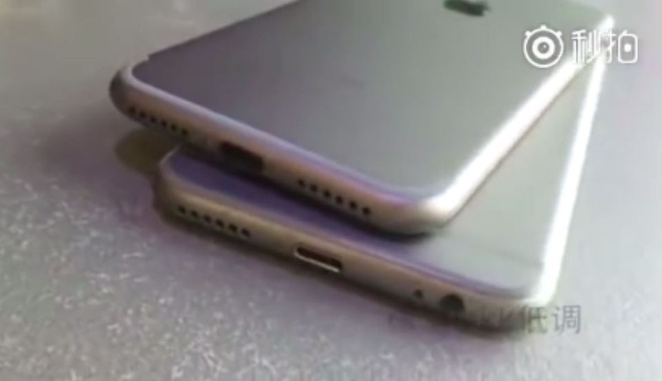 It's claimed the iPhone 7 is shown beneath a 6S... with a distinct lack of a headphone socket