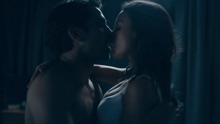 Michelle stripped off to just her bra for the scene