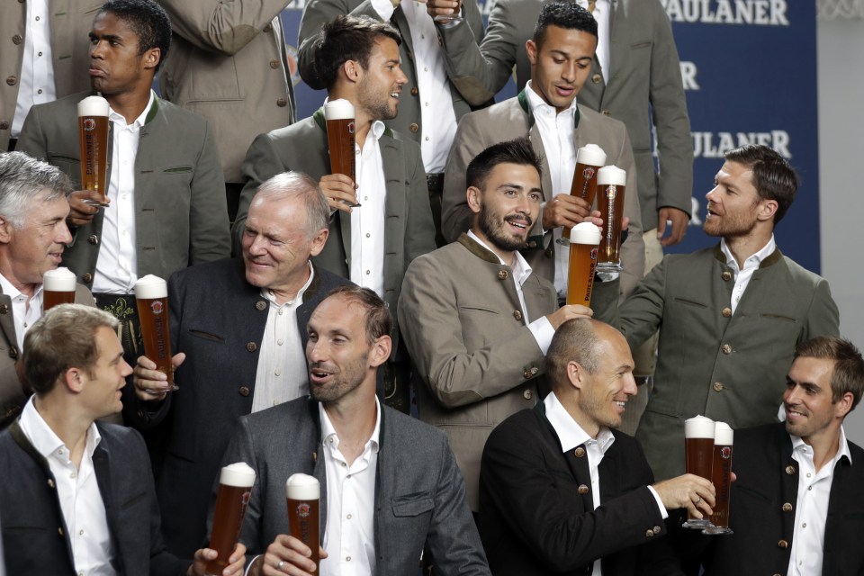 The Bavarian club's stars all donned the traditional Lederhosen