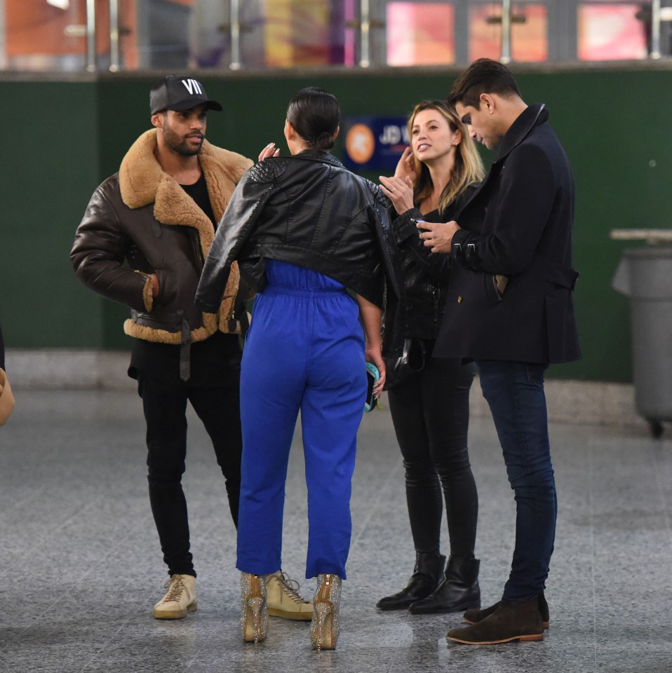 Luke, 26, was also joined by his Snatch co-star Lucien Laviscount and a dark-haired female