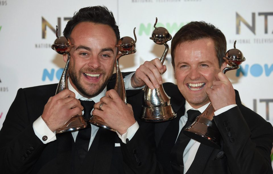  Ant and Dec picked up three gongs at Wednesday's National Television Awards