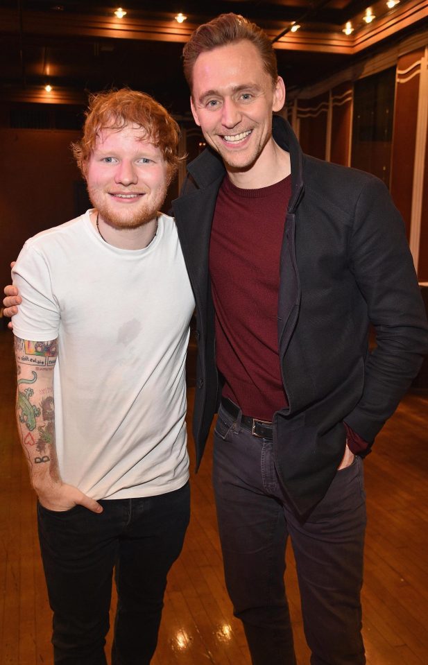  Ed Sheeran and Tom Hiddleston were pictured together after the singers secret gig in New York