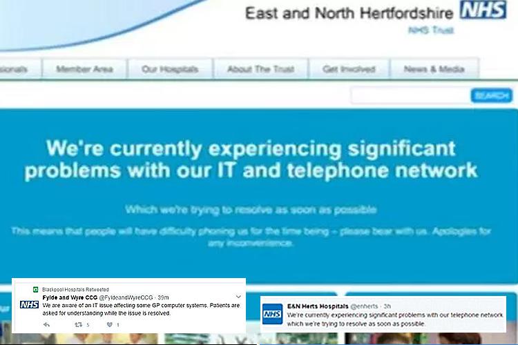 Warning screen that appeared on the NHS homepage after the cyber attack