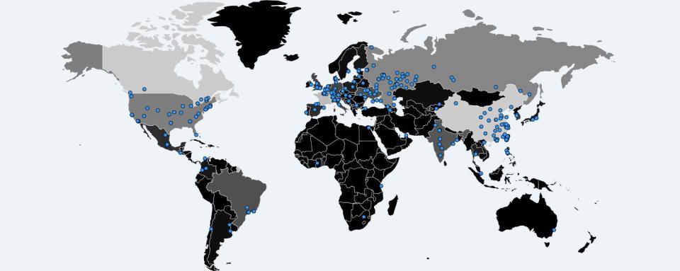 A map shows the spread of the virus, which has now infected computers in 99 countries