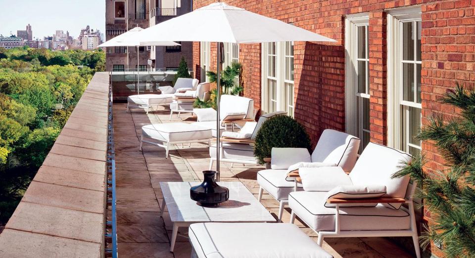 The Terrace Suite at The Mark boasts two wet bars, a rooftop terrace and even its own library room
