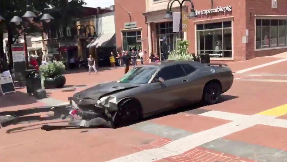  The attack vehicle pictured reversing away from the scene