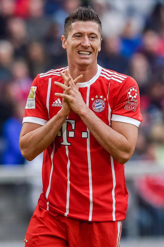 Robert Lewandowski reacts to Bundesliga's scoreline, he scored in both the 50th minute and 77th minute