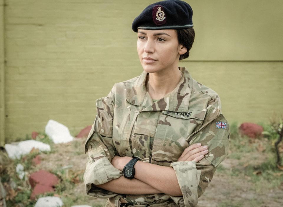 Upset... Michelle plays Georgie in Our Girl and was horrified by the conditions posed on the refugee extras