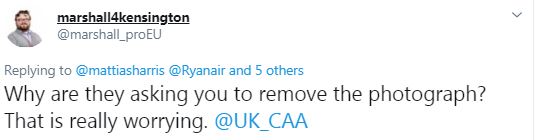 Twitter users responded after easyJet asked them to remove the image