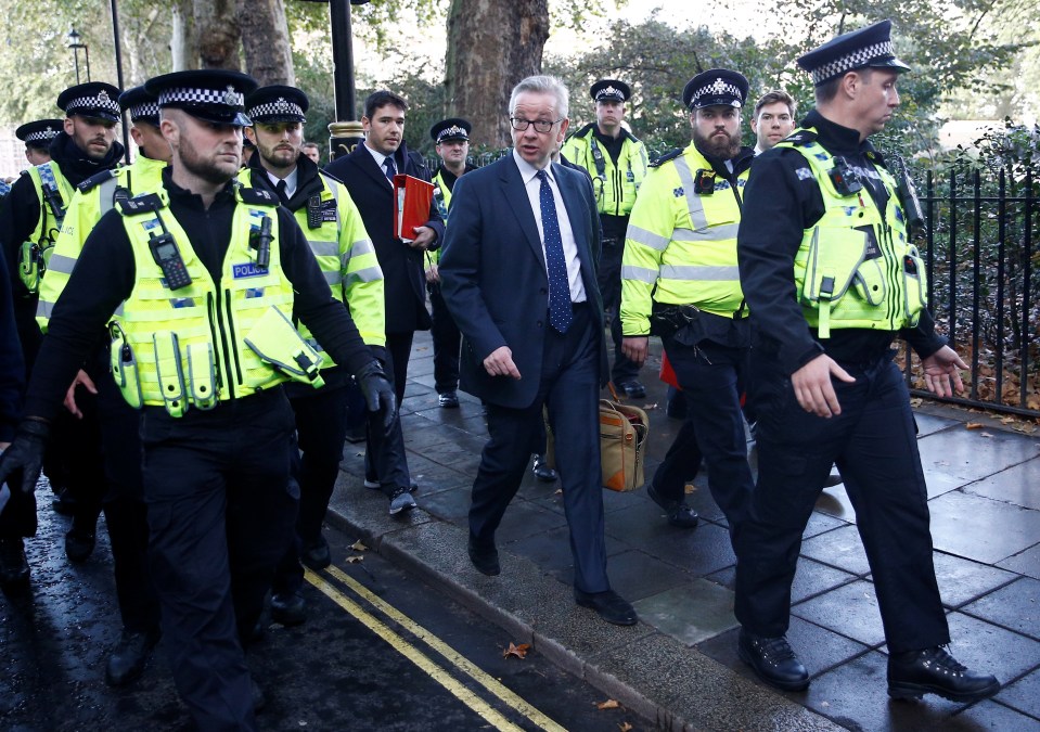 Gove had to be accompanied by several officers to get out of Parliament safely