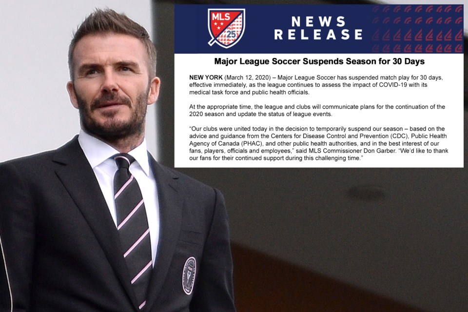  The MLS has been suspended for 30 days due to coronavirus