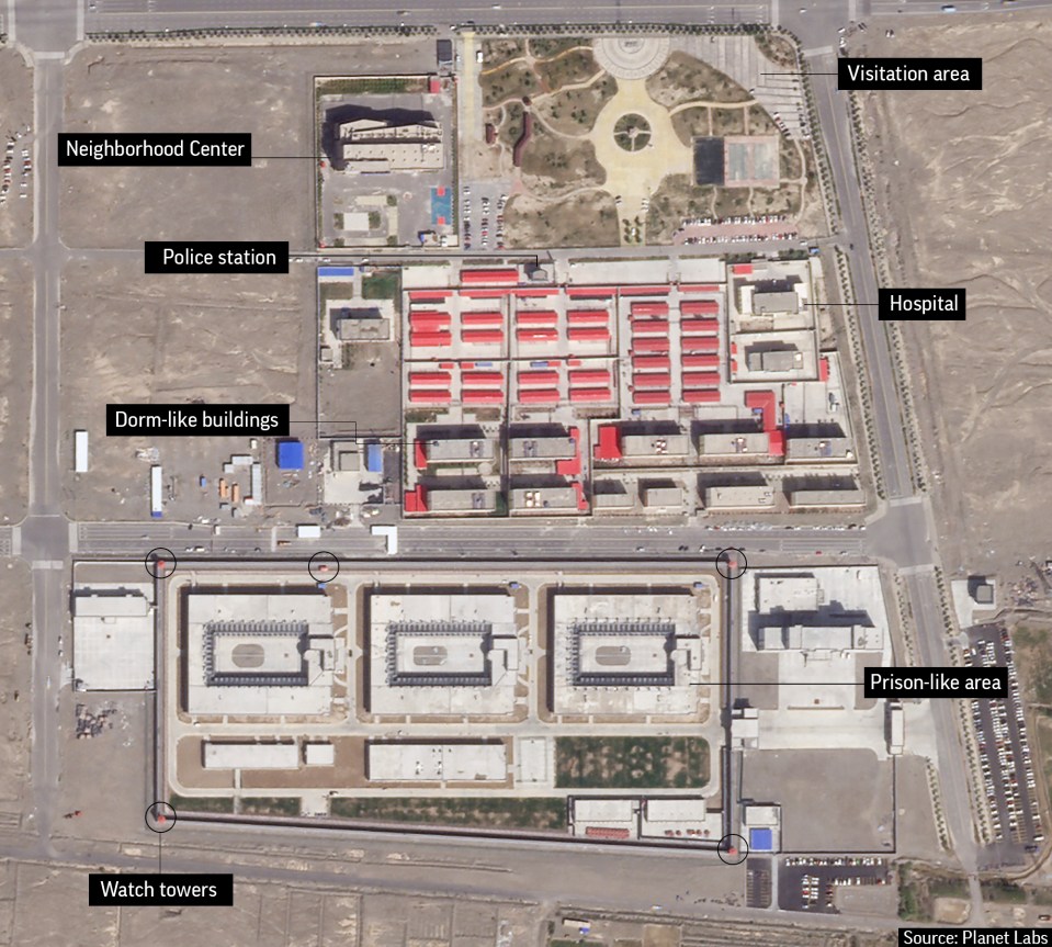 Satellite photo allegedly showing a re-education camp for the detained Uighurs