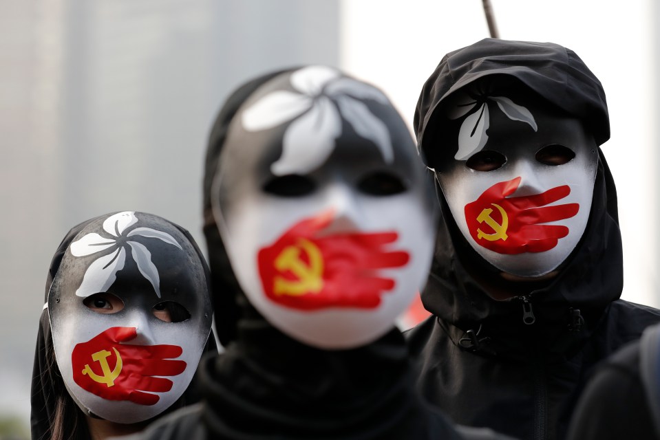 Protesters speaking out against the Chinese treatment of Uighurs