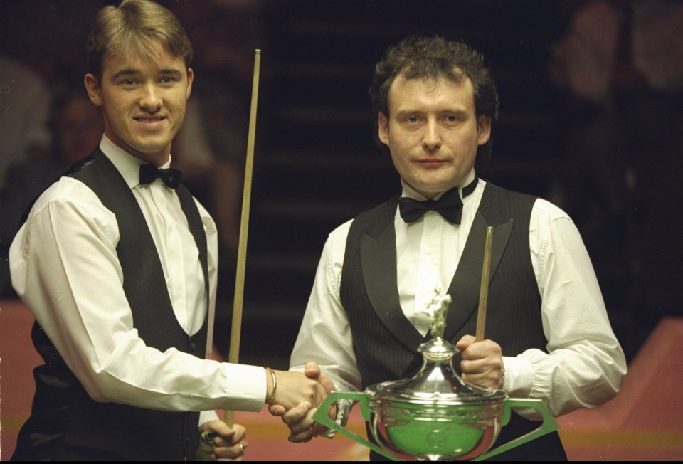 Jimmy White, right, lost six world title finals, including four against Hendry