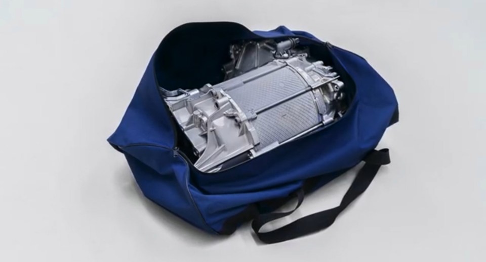 ID3's motor and gearbox unit can fit in a gym bag