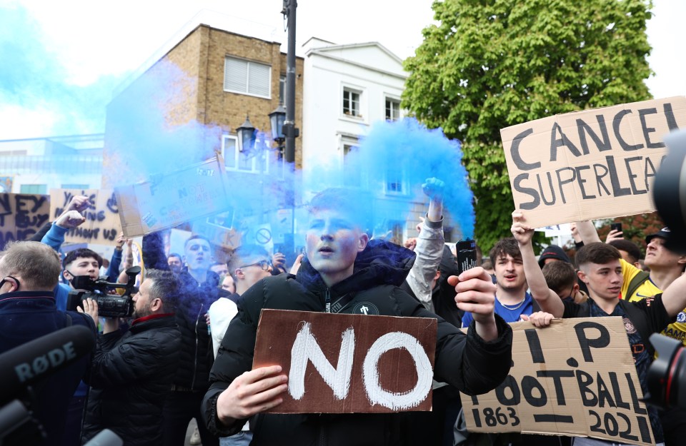 Blues supporters gathered at Stamford Bridge on Tuesday after Sunday's controversial announcement