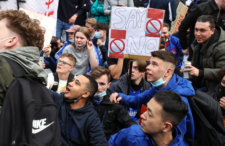 Fans protested against the European Super League