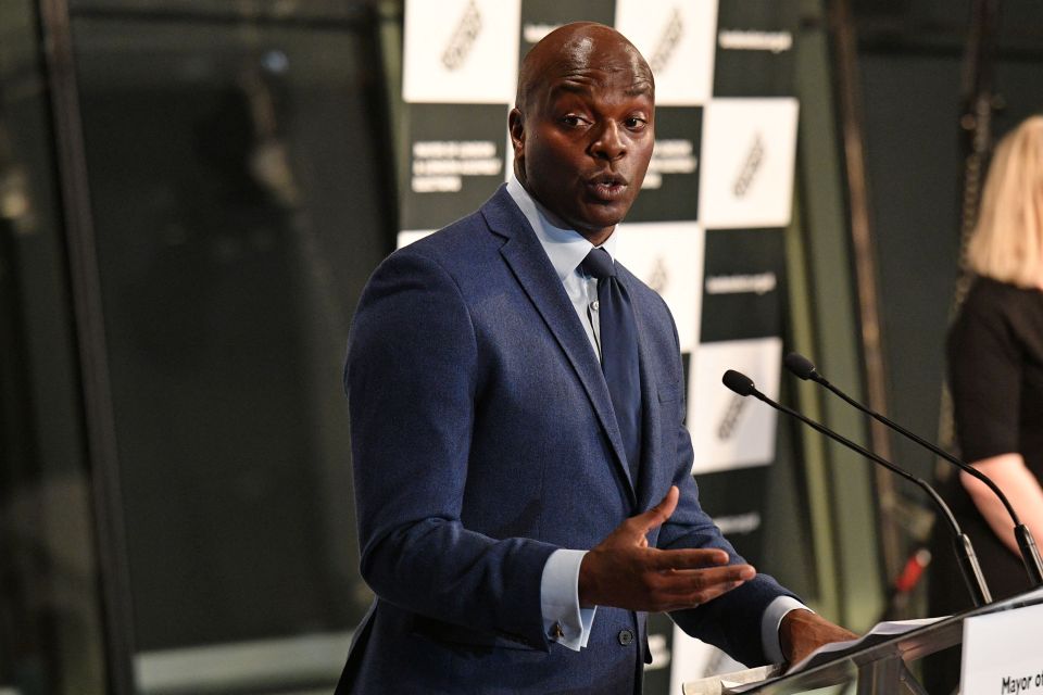 London Mayoral candidate Shaun Bailey gives a speech after being declared runner-up