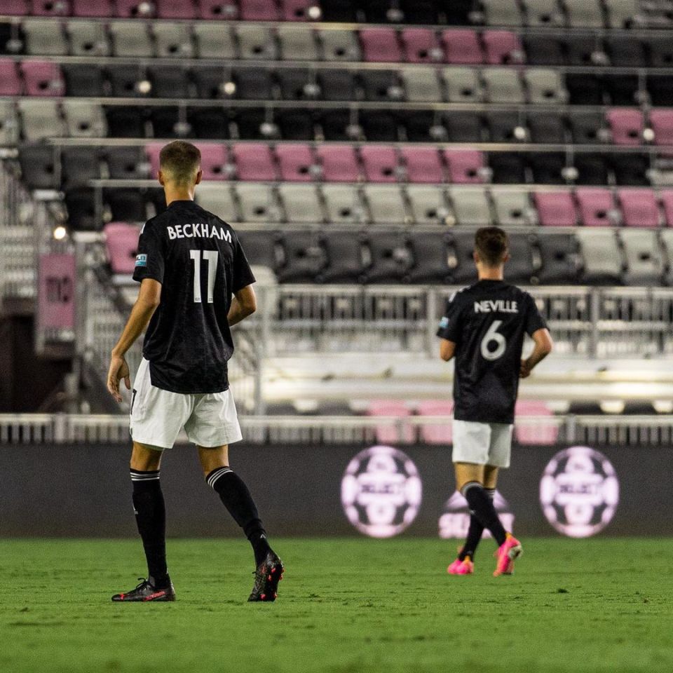 Phil Neville's son Harvey was also playing alongside Romeo Beckham