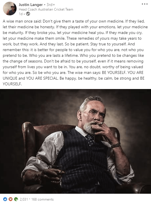 This was the message Langer put on his LinkedIn profile which caused a stir