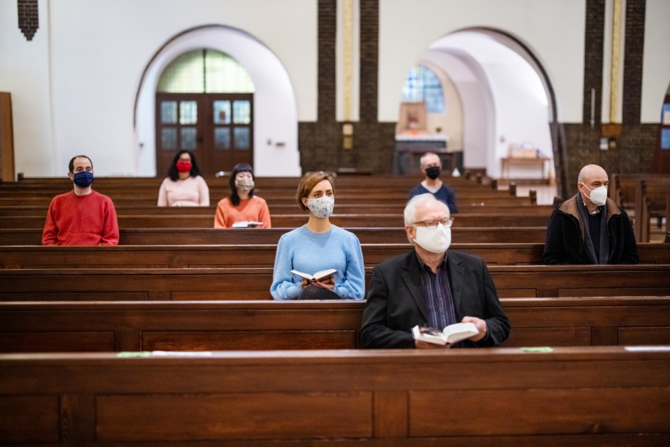 ...but worshippers will have to sit with a mask on for hour-long services