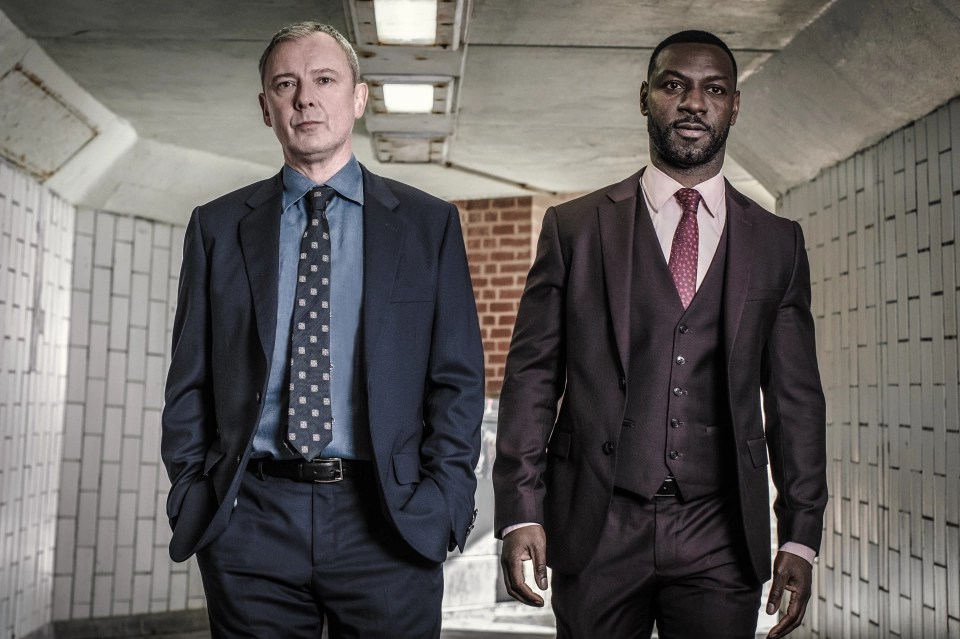 John Simm and Richie Campbell as DS Roy Grace and DS Branson in ITV's Grace