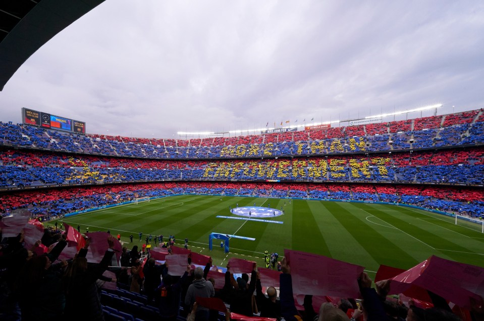 A record 91,553 watched the action at the Nou Camp - thought to be the largest ever for a woman's football match