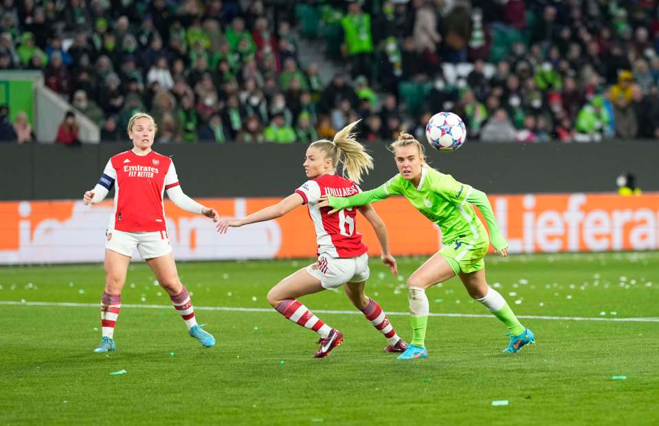 Jill Roord was on target netting Wolfsburg's opener in the first half