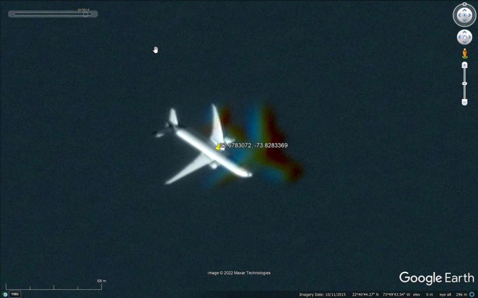 Plane seen flying just fine on Google Earth