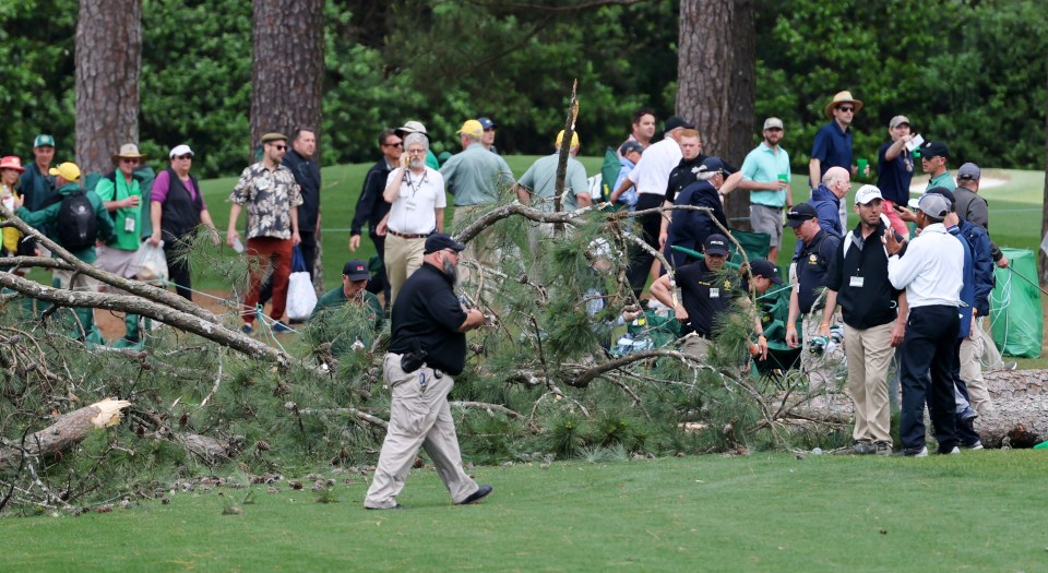 Play was suspended while the clean-up crew came in to sort it out