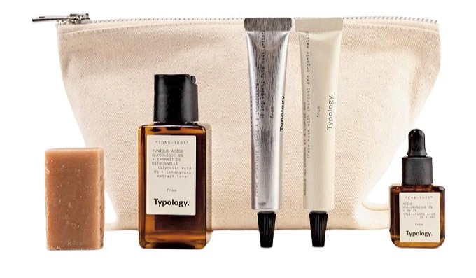 This handy travel kit is #skincaregoals for face and body. £35, Typology