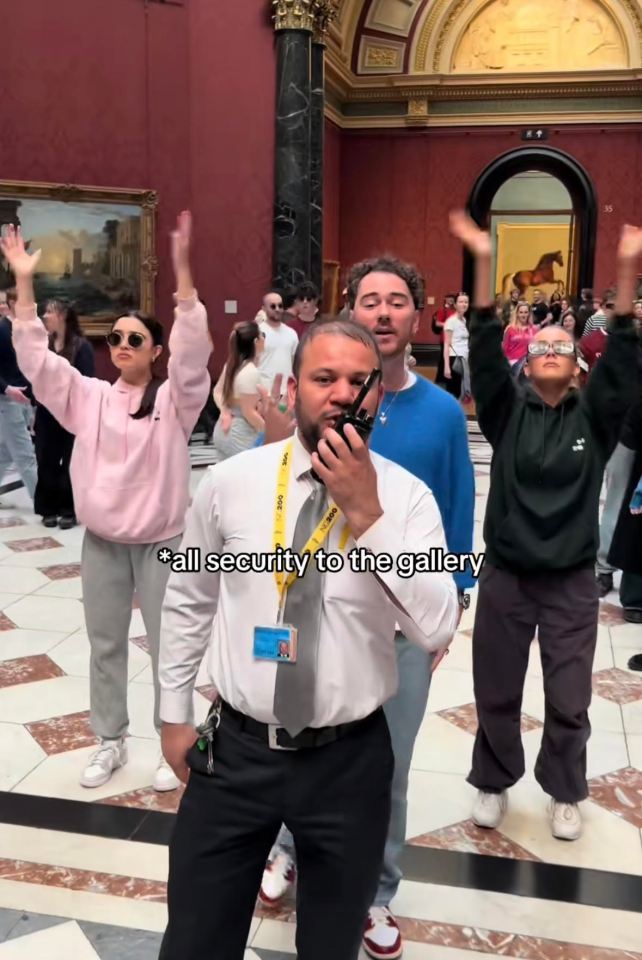 A security guard attempted to stop the recording