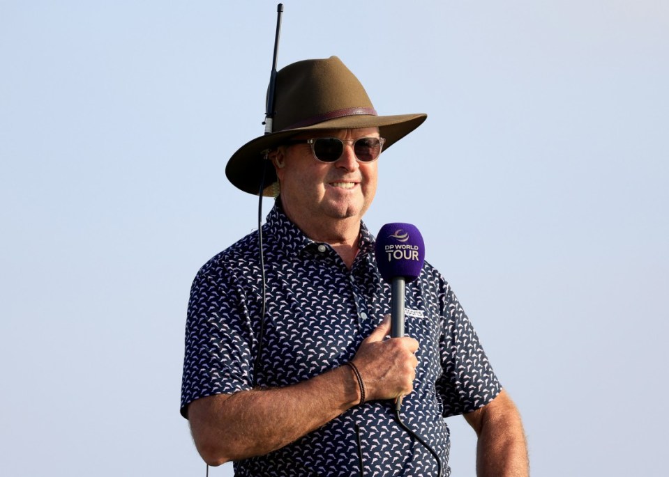 ABU DHABI, UNITED ARAB EMIRATES - JANUARY 19: Wayne Riley of Australia 'Radar' working as an on-course announcer for Sky Television during the first round on day one of the Abu Dhabi HSBC Championship at Yas Links Golf Course on January 19, 2023 in Abu Dhabi, United Arab Emirates. (Photo by David Cannon/Getty Images)