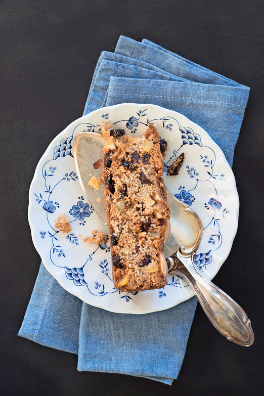 Piece of scottish Dundee cake traditionally baked for Christmas