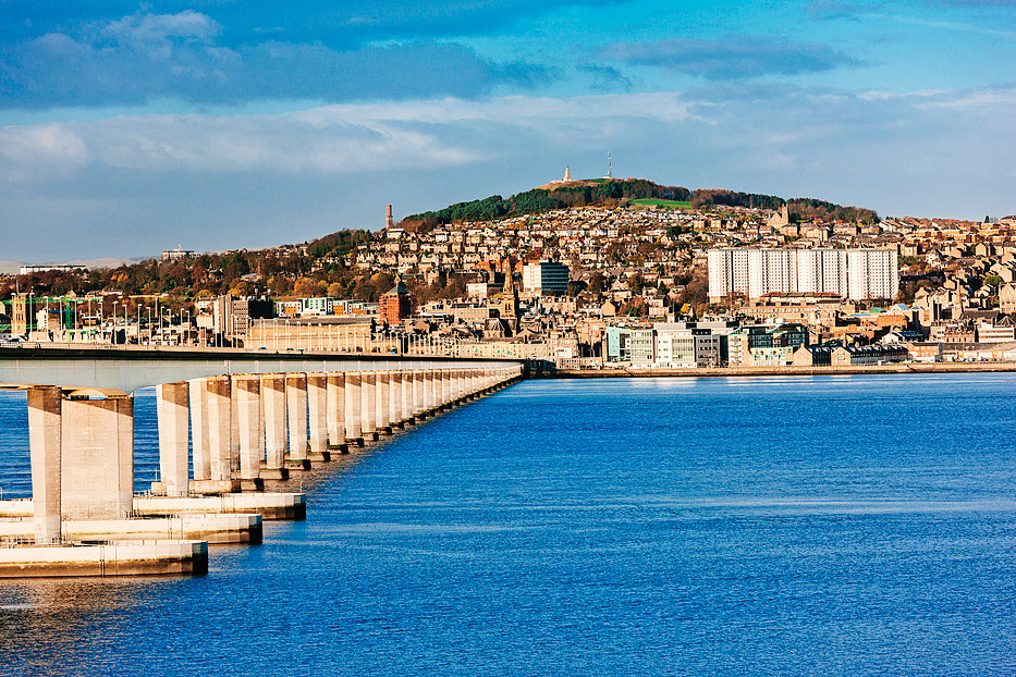 City of Dundee, Scotland, with the Tay Road Bridge joining it to the Kingdom of Fife. Processed in AdobeRGB colorspace.