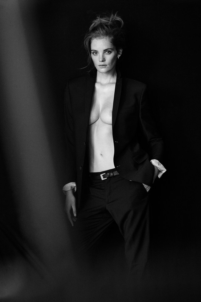 Alexina Graham goes braless in a jacket for this stylish shot