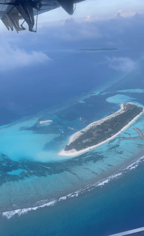 Their view from the sea plane that took them to the island