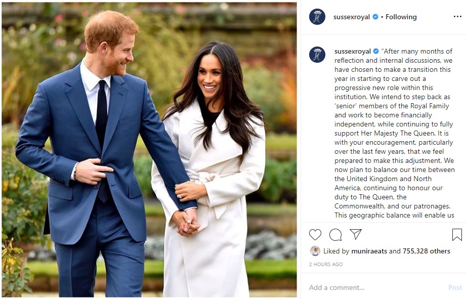 The couple broke with tradition by announcing their leaving plans on Instagram