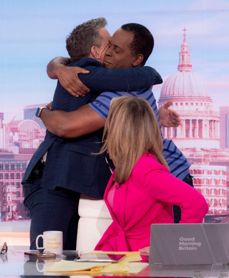 Andi Peters teared up as he gave his old friend a hug