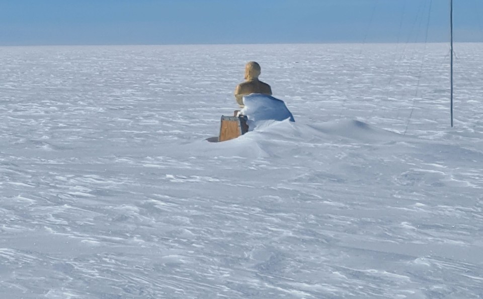 The Bust of Lenin as seen from Chris and Mika's plane in Antarctica