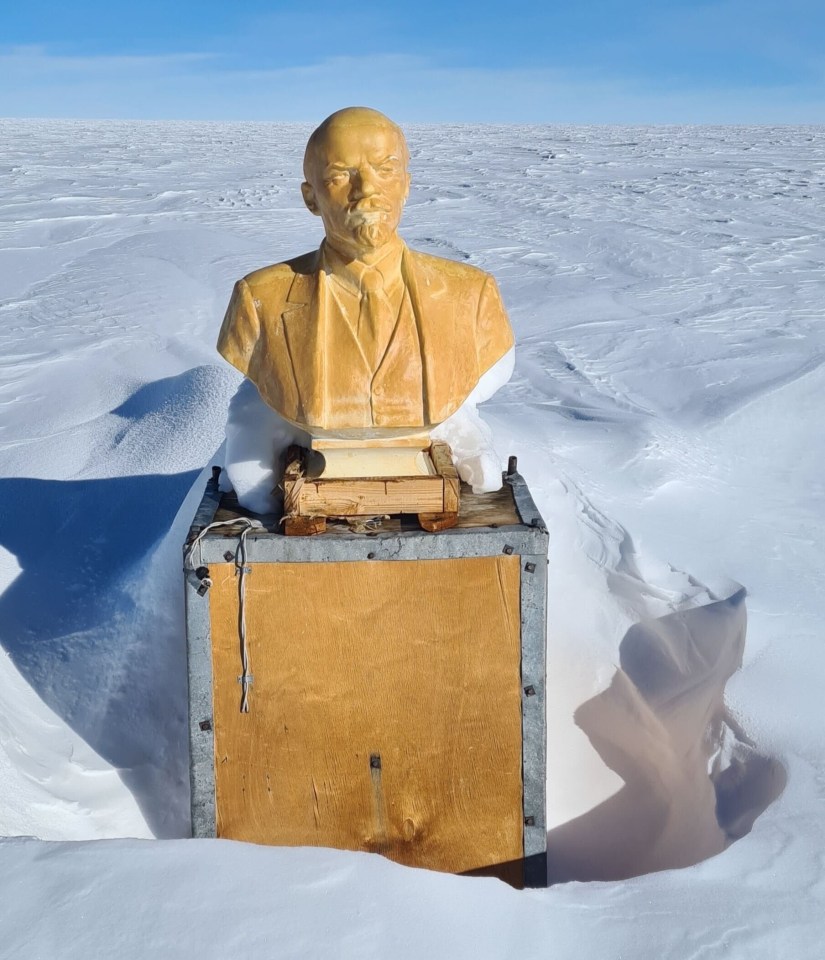 The statue has been sitting on top of a former Soviet Union research station buried deep below the surface