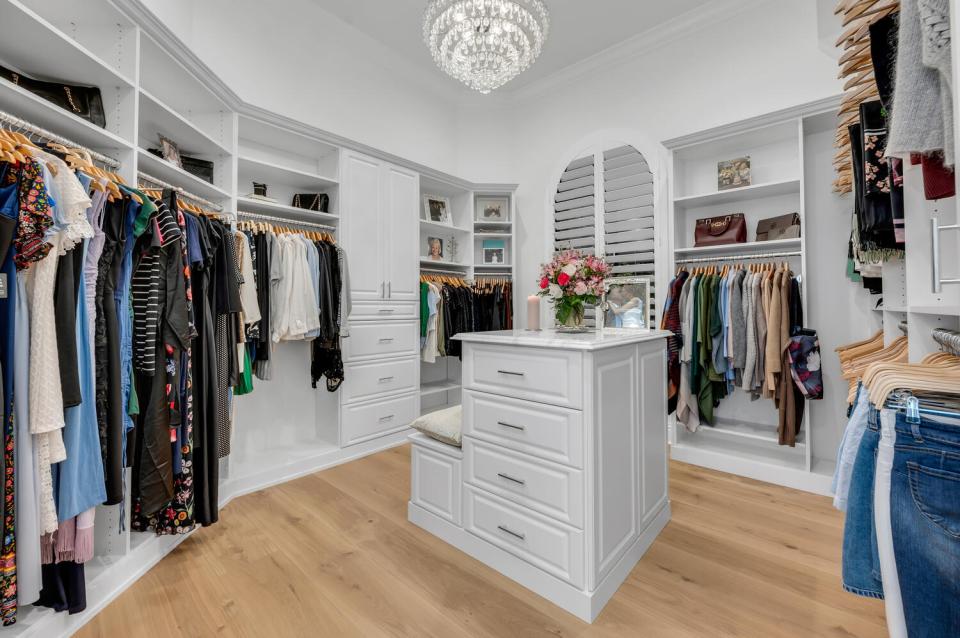 The walk-in closet inside the home