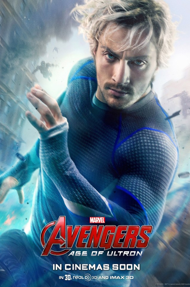 Editorial use only. No book cover usage...Mandatory Credit: Photo by Walt Disney Co./Everett/REX/Shutterstock (4710594ac)..Avengers: Age of Ultron, poster, Aaron Taylor-Johnson, as Quicksilver..'Avengers: Age of Ultron' - 2015