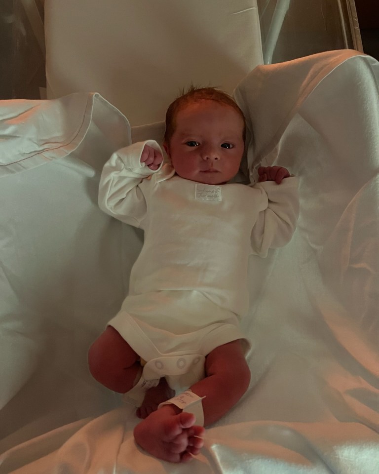Lucy shared she's named her baby boy Willoughby James Watson-Dunmore