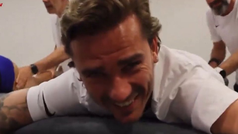 Antoine Griezmann and Kylian Mbappe shared a laugh in France camp