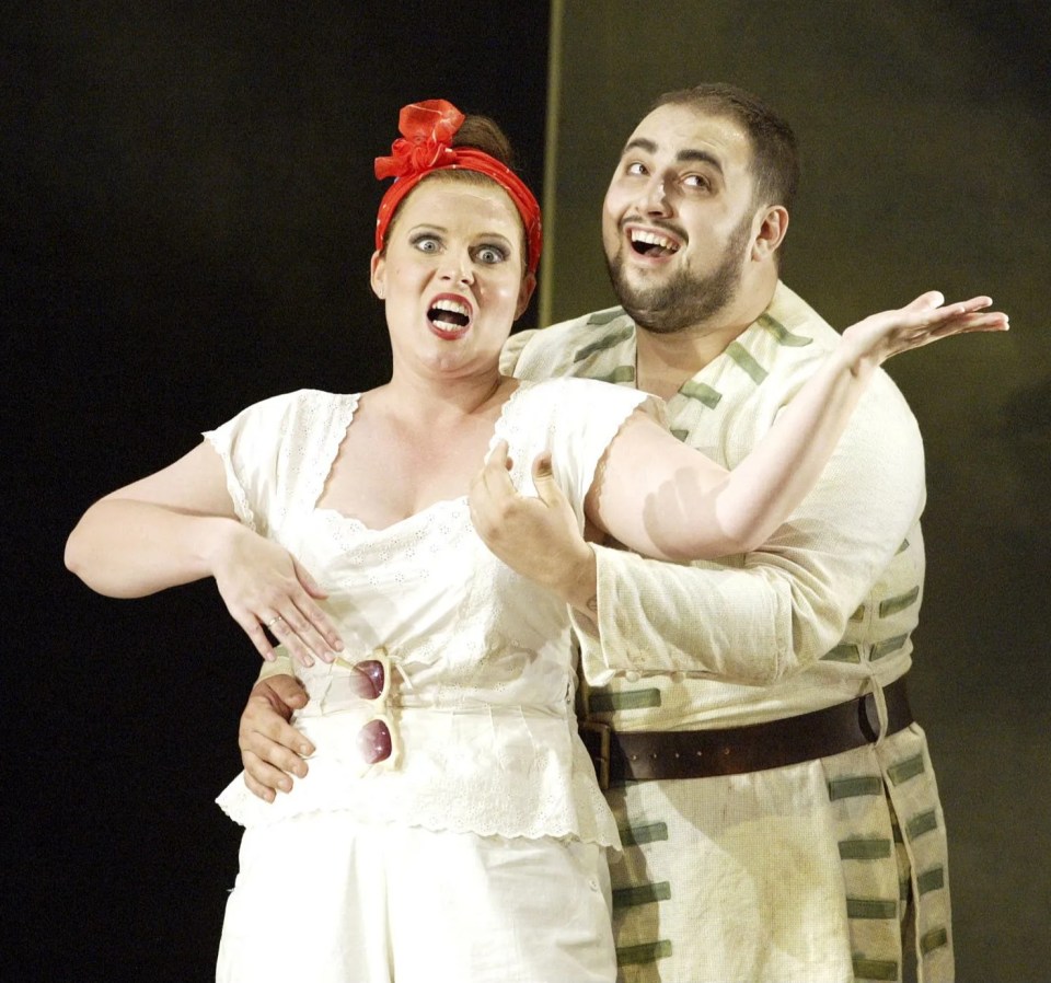 a man and a woman are on a stage in a photo from the opera " ariadne auf naxos "