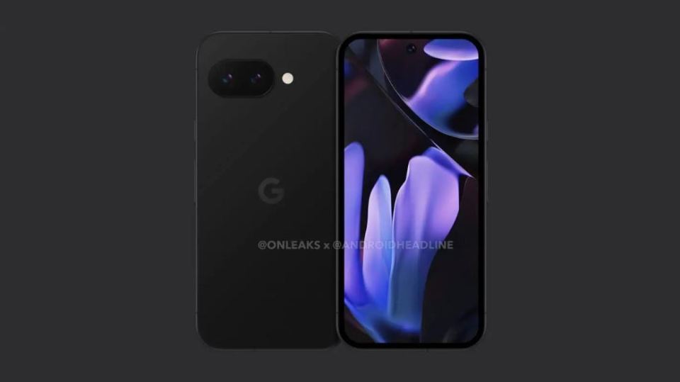 a black google phone with a purple flower on the screen