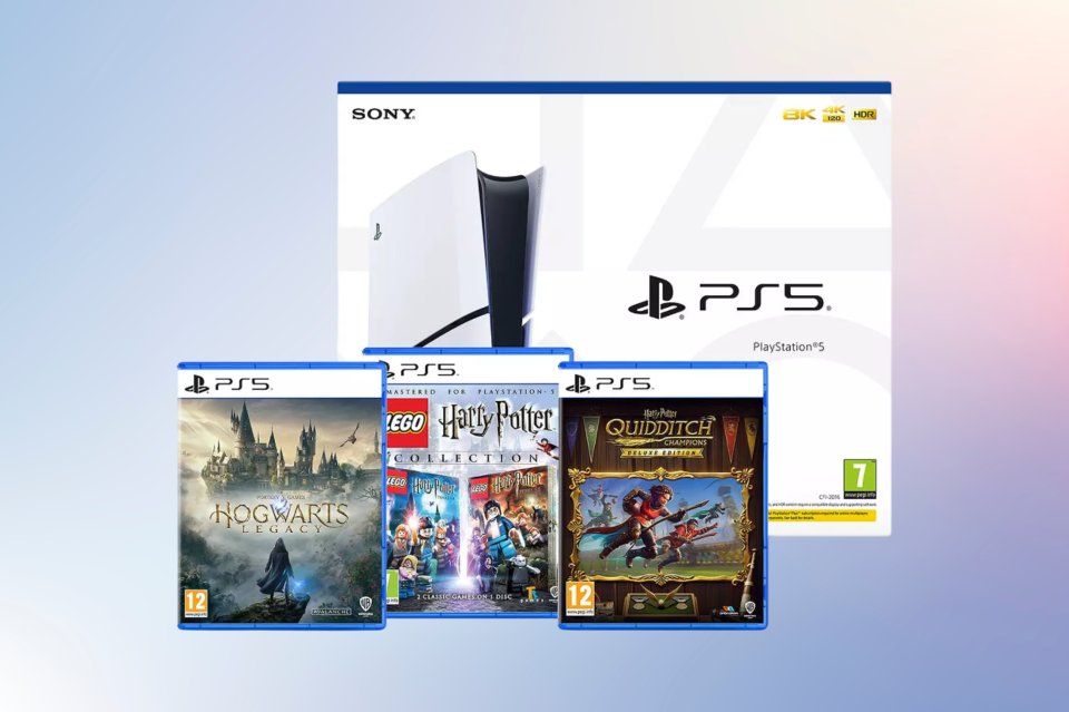 a harry potter video game sits next to a ps5