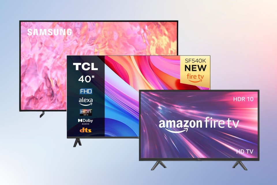 a samsung tv sits next to a tcl tv and an amazon fire tv