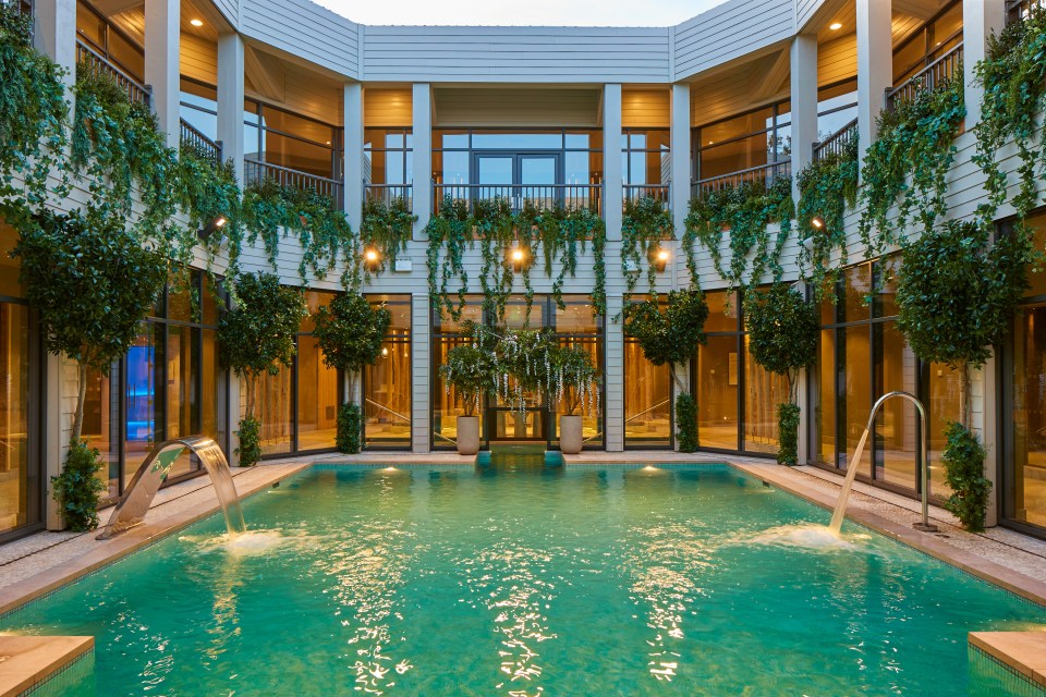 a large swimming pool in the middle of a building